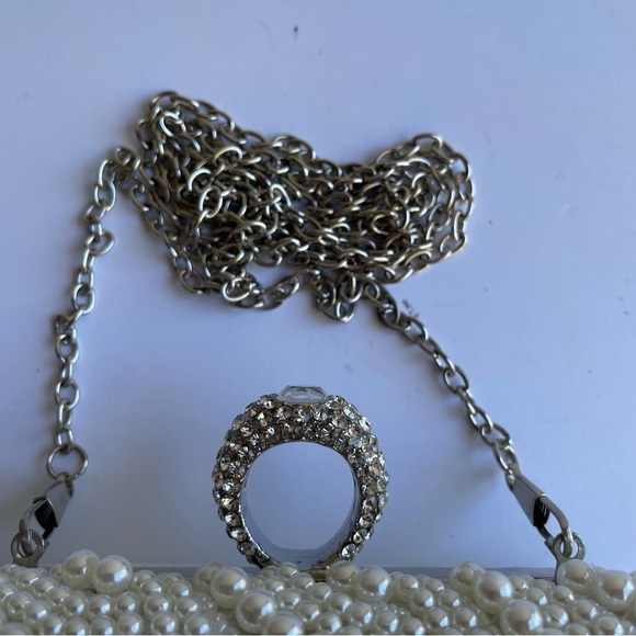 Vintage Pearl Purse White Shoulder Bag Elegant Wedding Prom Formal Handbag Small - Picture 7 of 12